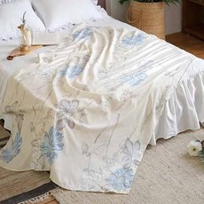 여름 시어서커 홑이불 아이보리 사파이어 홀이불 침구