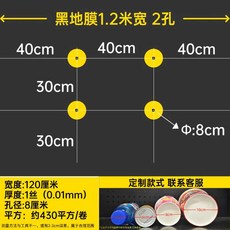마늘 비닐 유공 멀칭 양파 구멍 뚫린 8구 고추 10구, 1개, 검정 1.2m 폭 340m 2공 40x30
