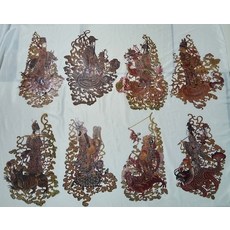 皮影 八仙過海 人物 套裝 牛皮手工雕刻 仿古色 50cm 高 收藏裝飾, 如圖所示, 1個