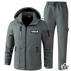 ANYOU 남자 겨울 방한복 기모 방수 정비복 바람막이 작업복 상하복세트 기모트레이닝세트