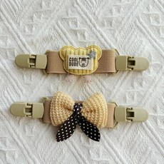 優選 背帶褲固定器 粉嫩可愛兒童背帶褲肩帶固定夾小孩吊帶裙卡通防滑落神器 背帶褲防掉夾, 黃色小熊,小號-建議0-2歲（可夾間距約11cm）