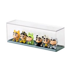 瑪特手辦收納展示盒，亞克力防塵模型櫃，萌粒積木收納盒, 1個, 藍色單排1個裝-可疊加【送防倒膠】