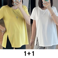 1+1 임부복 상의 봄 여름 임산부 캐주얼 코디 반팔 티셔츠 빅사이즈 슬림핏 라운드넥 여자 반팔티 WMY