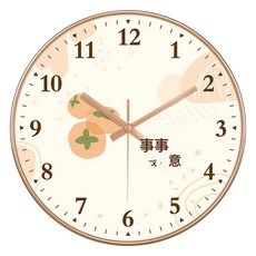 DFMEI 吉祥小清新客廳圓形掛鐘靜音掃秒事事如意北歐風創意臥室鐘錶掛牆, A234玫瑰金:14英寸(直徑35釐米)比較建議客廳