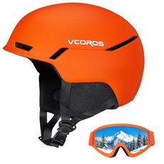 VCOROS 스키 고글 포함 스키 헬멧 DXH-816 스노보드 헬멧 남성 여성 스노우 스포츠 스키 스케이트 스노우보드용(매트 블랙 스몰), 미디엄, 매트 오렌지 스키 고글