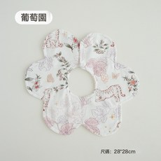 DFMEI 嬰兒口水巾360度可旋轉六層竹棉紗布花朵圍嘴A類吸水透氣圓形圍兜, 1個, 1個裝, 葡萄園:如圖