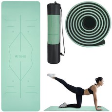 홈트레이닝 TPE 스포츠 요가매트 두꺼운 안미끄러지는 냄새없는 홈트매트+전용가방, 그린, 1개