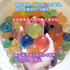 臺灣出貨 超大霸王珠泡大珠海綿寶寶吸水珠，無毒水晶泥玩具，兒童水培養花裝飾, 霸王珠300顆+海洋寶寶3000顆, 1個