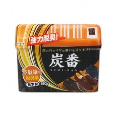 KOKUBO 小久保 炭番 強力脫臭凝膠型備長炭活性碳薄型除臭劑, 150g, 1個, 鞋櫃用(橘蓋)