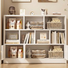 Comfy Nest 대용량 책장 수납장 거실 다단 선반, 화이트, 3단