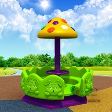 어린이집 놀이터 회전목마 유치원 펜션 뺑뺑이 회전 놀이기구, 4 녹색 버섯 회전 의자