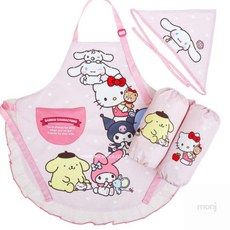초등어린이앞치마 산리오 앞치마 토시 두건 3종 세트