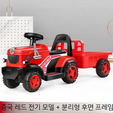 트랙터 장난감 자동차 경운기 전동자동차 이중 드라이브, 공식 표준, G. 레드전기 트랙터 + 탈착식 후면 버킷, 1개