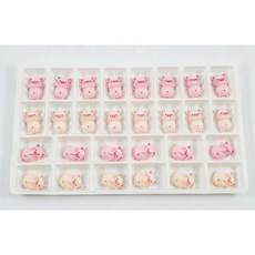 美甲飾品 盤裝40顆入20隻小豬 美甲樹脂飾品 可愛小豬美甲 豬頭豬屁股飾品 粉紅小豬美甲 小豬指甲飾品, 1個, 平躺側躺整隻豬【28顆】