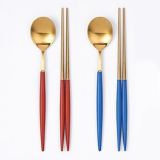 디온 보겐 몽블랑 에펠 국산 스텐 수저세트 골드, A(와인 1개+블루 1개), 1세트, 몽블랑 수저세트 골드