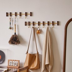 [특가 할인] 에코소라노 무타공 접착식 다용도 벽걸이 후크 옷걸이 행거 특가할인, 월넛