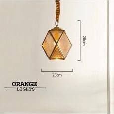 ORANGE LIGHTS 幾何鑽石吊燈 餐廳玄關吧台藝術燈, 小款燙金花玻璃 E27 8W愛迪生燈泡