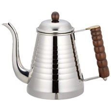 【Kalita】鶴嘴手沖壺 木把 Wave Pot 頂級不鏽鋼 可電磁爐 日本製, 1個, 水壺, 450ml