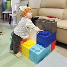 어린이집 대형블록 주니어 가정 완구 벽돌블록 교육용 빅블럭, 2홀정사각형벽돌빌딩블록11개+싱글홀2개작은계단