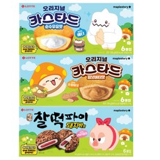 메이플스토리 X 롯데웰푸드 카스타드 피넛버터맛 138g x1개+카스타드 순수우유맛 138g x1개+명가 찰떡파이 돼지바맛 150g x1개 혼합세트 (아이템 쿠폰 이벤트), 426g, 1세트