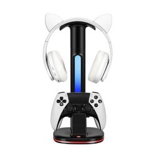 PS5 핸들 및 이어폰 독 컨트롤러 충전 스테이션 PS5 게임 패드 충전 도크 조이스틱 충전기 용 USB 충전기, 검은색