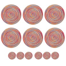 12 라운드 땋은 테이블 세트 플레이스매트 매트 내열성 있는 주방 방지 미끄럼, 1 set, rai ow set