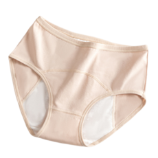 【OniWear】5色純棉生理內褲 大尺碼 防漏內褲 中腰內褲 女生內褲 抑菌 透氣 素色純棉內褲, 膚色,XXL