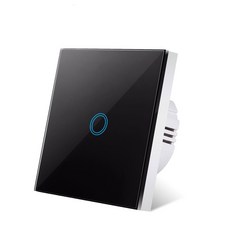 [ppp] AXUS EU 터치 AC100 240 V LED 배면광 패널 유리 벽 조명 센서 123, black 1 gang, 1개