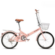 여성용 클래식 미니벨로 접이식 바구니 자전거 20 22인치, 1개, 150cm, [핑크/접이식] 1단 블랙에어타이어 20인치