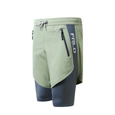 男士雙層防尷尬速乾寬鬆大碼平角五分長泳褲