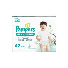 팸퍼스 2025 터치오브네이처 팬티형 기저귀 남여공용, 6단계, 34매