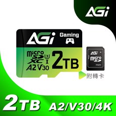 AGI亞奇雷 TF138 2TB MicroSDXC UHS-I U3 V30 A2 高速記憶卡 手機記憶卡, 1個