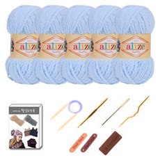 마마니트 벨루토실 5볼 목도리 DIY 세트, 1세트, 라이트블루