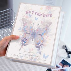 【爆款新品】 情侶相冊本實用禮物塑封照片插頁收納冊3寸4五六插頁式記錄卡冊七, 1個, 【蝶夢綺心】,全橫版3寸200張【標準塑封都能放】