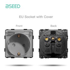 BSEED 벽 조명 기능 TV 소켓 패널 유리 부품 스위치 CAT5 EU 콘센트 전원 DIY 회색 USB, 220V용, Cover Socket