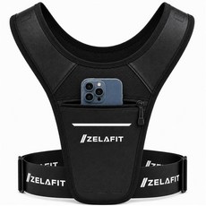 미국출고 평점4.5+ 202427 ZelaFit 여성 및 남성용 러닝 폰 홀더 조끼 - 경량 장비 일상 필수품 러닝용 체스트 리그 (블랙)