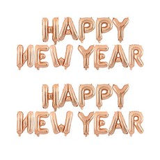 해피뉴이어 새해 풍선 16인치, 2개, 로즈골드