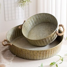 낮은 높이 양철 바스켓 양동이 다용도 바구니 인테리어 소품