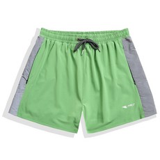 男士防尷尬雙層速乾寬鬆大碼純色拉鍊口袋四分沙灘泳褲