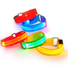 DIBOTE迪伯特 發光束帶LED運動夜跑帶 手臂綁帶綁腿 發光警示 亮光條 人體警示燈 閃光條 適用登山露營演唱會夜晚騎車溜狗, 紅, 1個