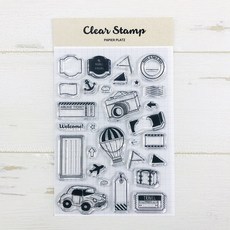 日本文具 Papier Platz 水晶印章 旅遊系列 手帳裝飾印章 清晰印記 旅行主題印章, 1個