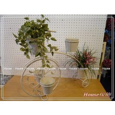 *︵House傢飾︵* 鍛鐵復古洗白三輪車五籃花架/花器【限量款/新發售】, 1個