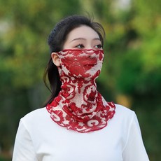 錦綸夏季薄款多功能百變網紗脖套套頭百搭面罩小圍脖面紗掛耳絲巾【高彈絲圍脖】12號新+默認顏色