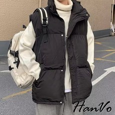 HanVo 男款秋冬鋪棉保暖背心 加厚簡約設計感外套