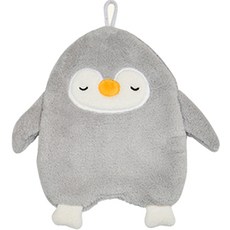 【ECOCO 意可可】可愛企鵝造型雙層擦手巾 掛式吸水擦手帕 衛生間廚房親膚柔軟擦手毛巾, 灰色, 1