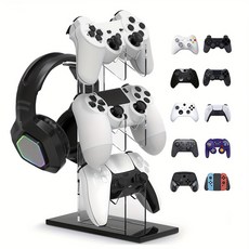 PS5 PS4 보관 홀더용 범용 3레이어 컨트롤러 홀더 및 헤드폰 홀더 게임 액세서리 검정색 흰색 투명, 3) B01, 1개
