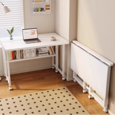 FONOW 접이식 책상 이동식 사무용 책상 테이블 1인 폴딩 테이블, 화이트