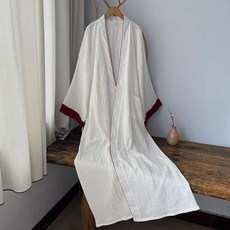 純棉拼色長袍居家服