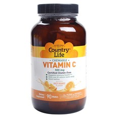 Country Life 無麩質維他命C咀嚼錠 500mg, 1個, 90 件