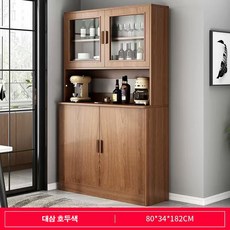 Tixpra거실 다용도 찬장 와인장 일체형 벽면 높은 찬장 디자인 다층 수납 수납 심플 가정용 대용량 벽장 시각화 찬장 문폐쇄 방진, 헤이즐넛